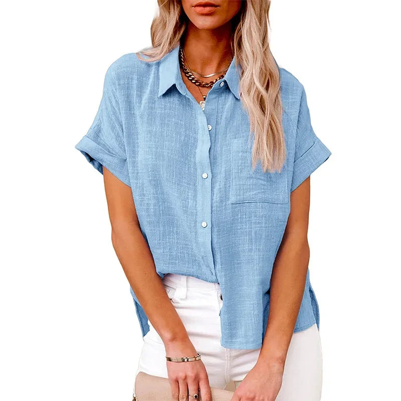 Short Sleeve Tops Tee Women Blusas Summer Loose Ladies T-Shirts Cotton Linen Blouse Woman Clothing Casual T Shirt Camisas Mujer
