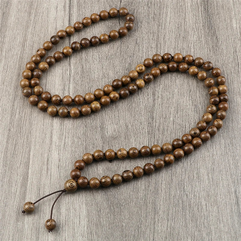 10mm Wooden Bead Bracelets 108 Beads Sandalwood Buddhist Bangles Prayer Rosary Mala Necklaces Charm Jewelry Gifts for Men Women