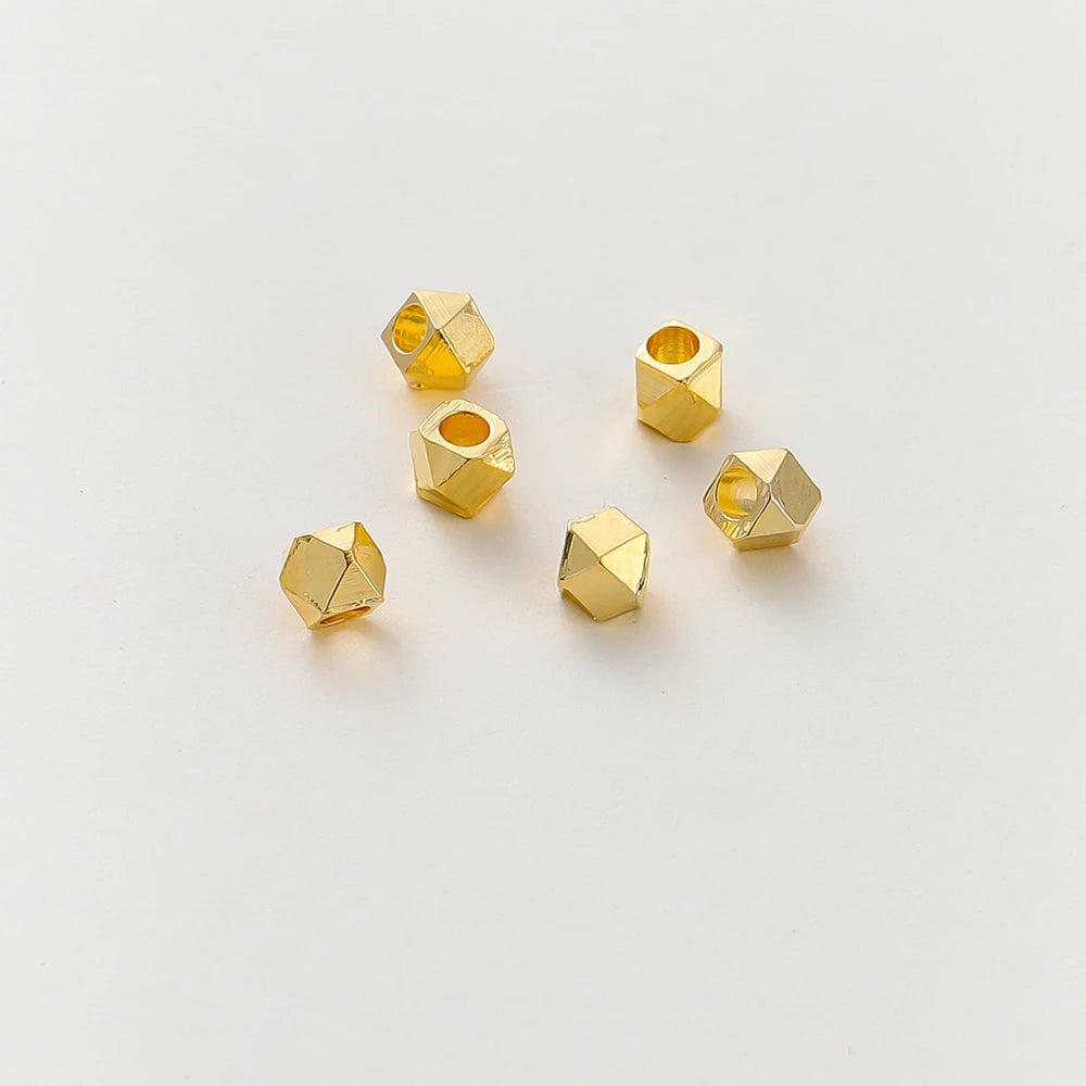 20Pcs Spacer Bead 14K/18K Gold Color Plated Brass Faceted Beads 2.5/3/4/5mm for DIY Bracelet Necklace Jewelry Making Accessories