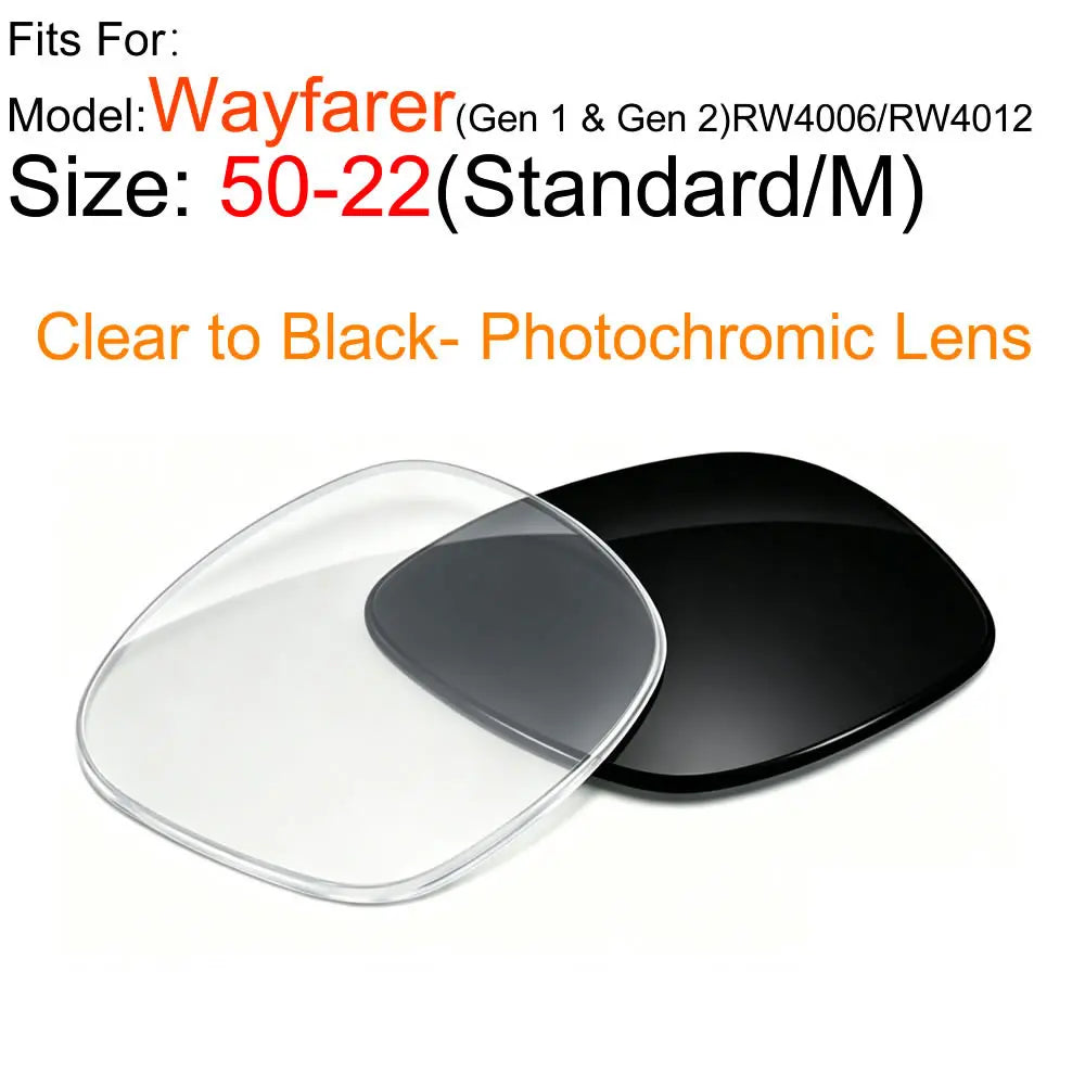 Photochromic &Polarized Replacement Sunglasses Lenses for Ray-Ban Meta Wayfarer RW4006 RW4008 4012 Gen1/2 AR Glasses Accessories