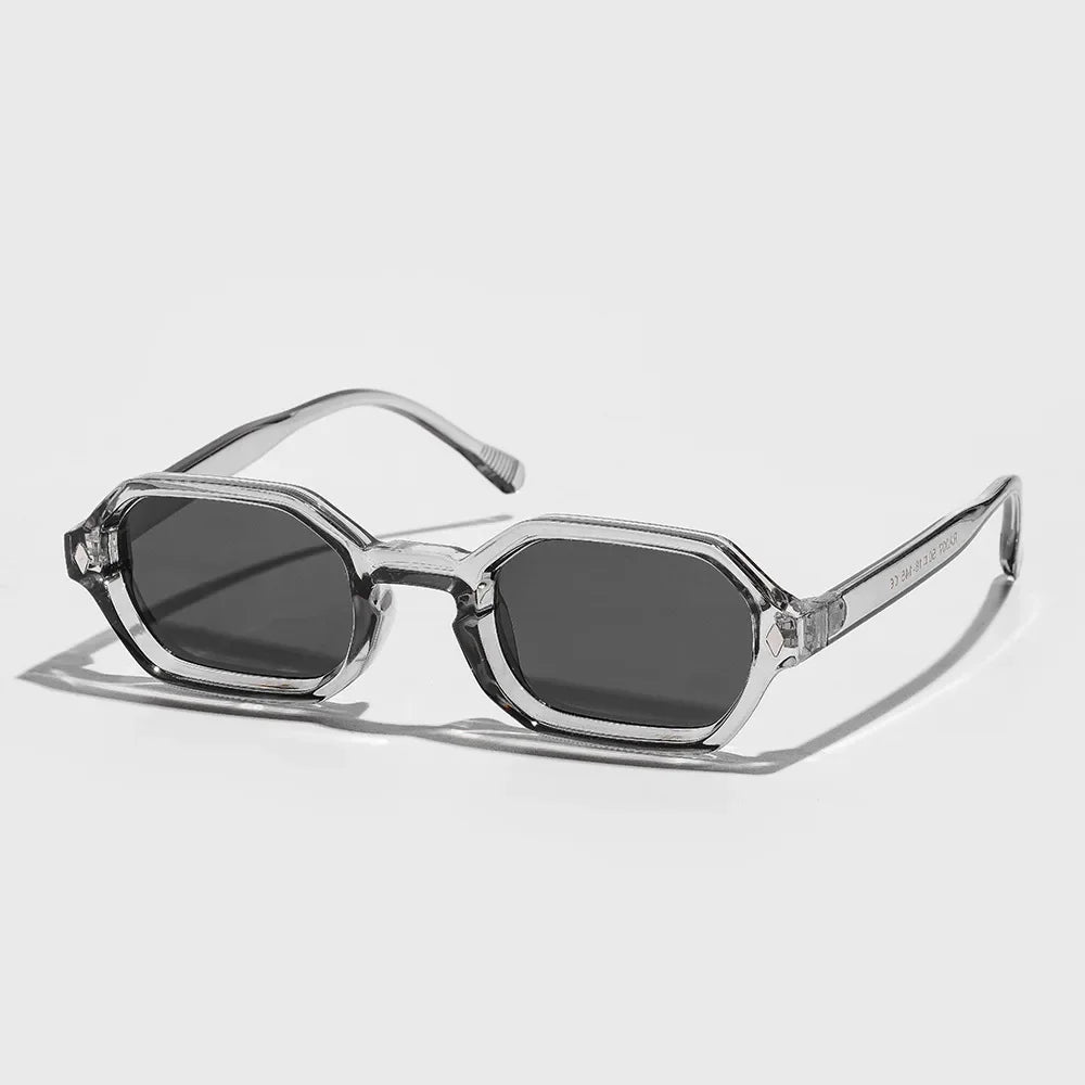 New Retro Small Polygon Rectangle Sunglasses Women Shades UV400 Fashion Blue Gradient Lens Men Retro Rivets Frame Sun Glasses