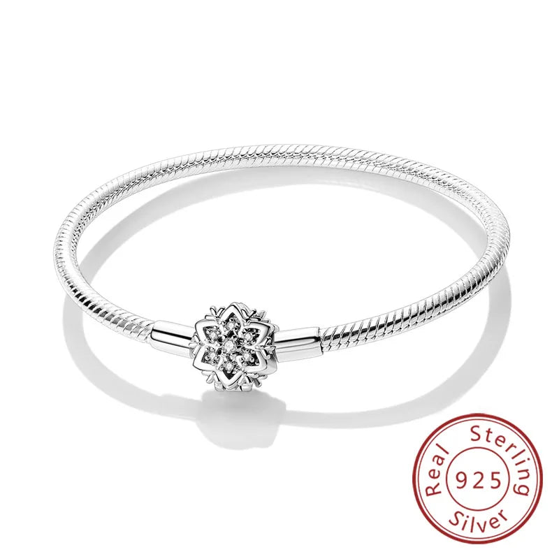 Bracelet 17-20CM Love Heart Original 925 Sterling Silver Charm Bracelet Pave Zirconia Bracelet for Women DIY Charm Jewelry Gifts