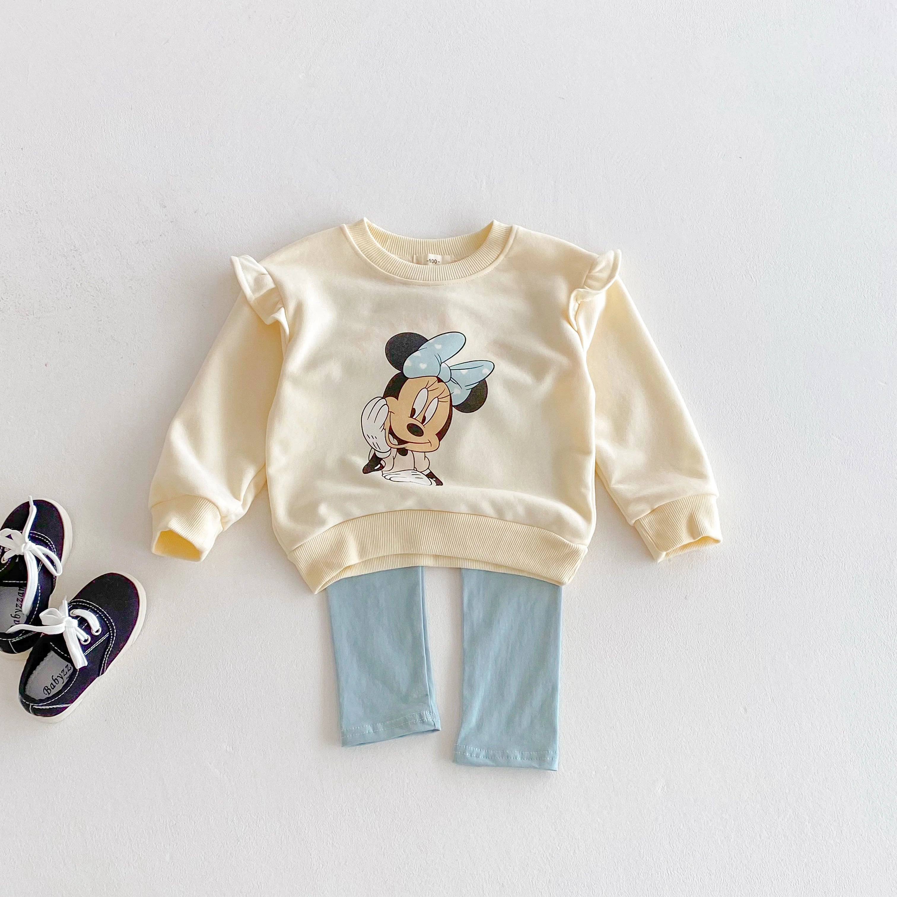 Autumn Winter Girl Sweatshirt Hoodies Clothing Set Mickey Mouse Top + Pants Kids Girl Children Girl Child Bottom Top Suit