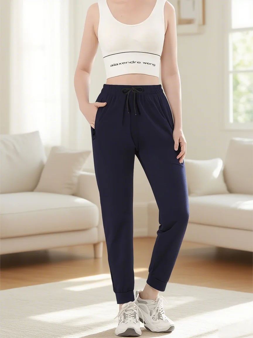 Women's Ice Silky Jogger Pants Breathable Lightweight with Drawstring Waist & Side Pockets for Outdoor Activities Casual Pants