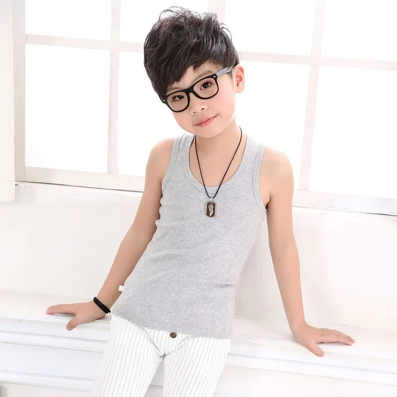Kids Girls Summer Casual Vest Outfit Children Baby Boy Girl Sleeveless Tops Cotton Solid Color T-shirt Tees Toddler Top  Outfits