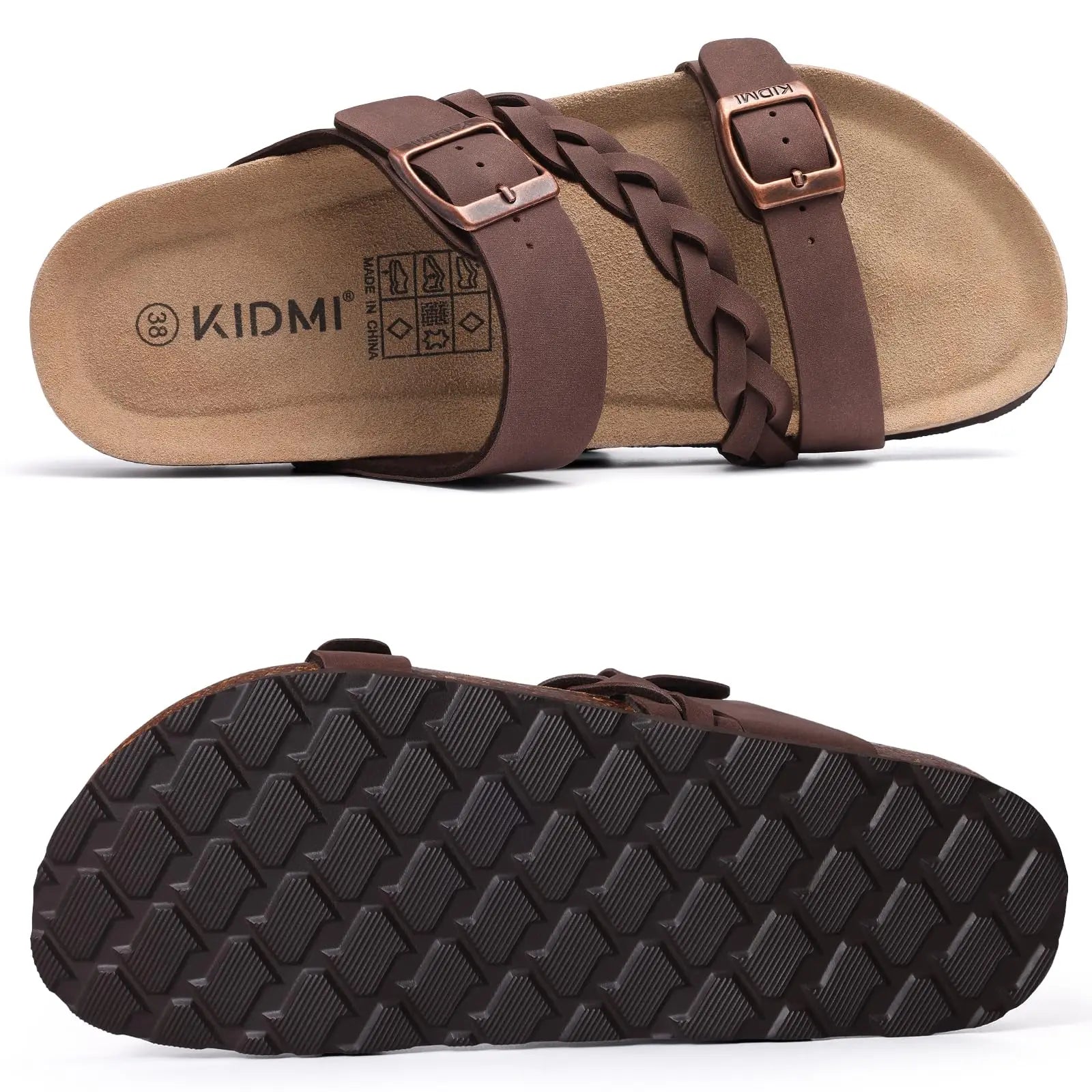 Crestar Women's Cork Footbed Sandals Lady Fashion Buckle Slip-On Slide Sandals New Summer Comfortable Sllipers with Arch Support