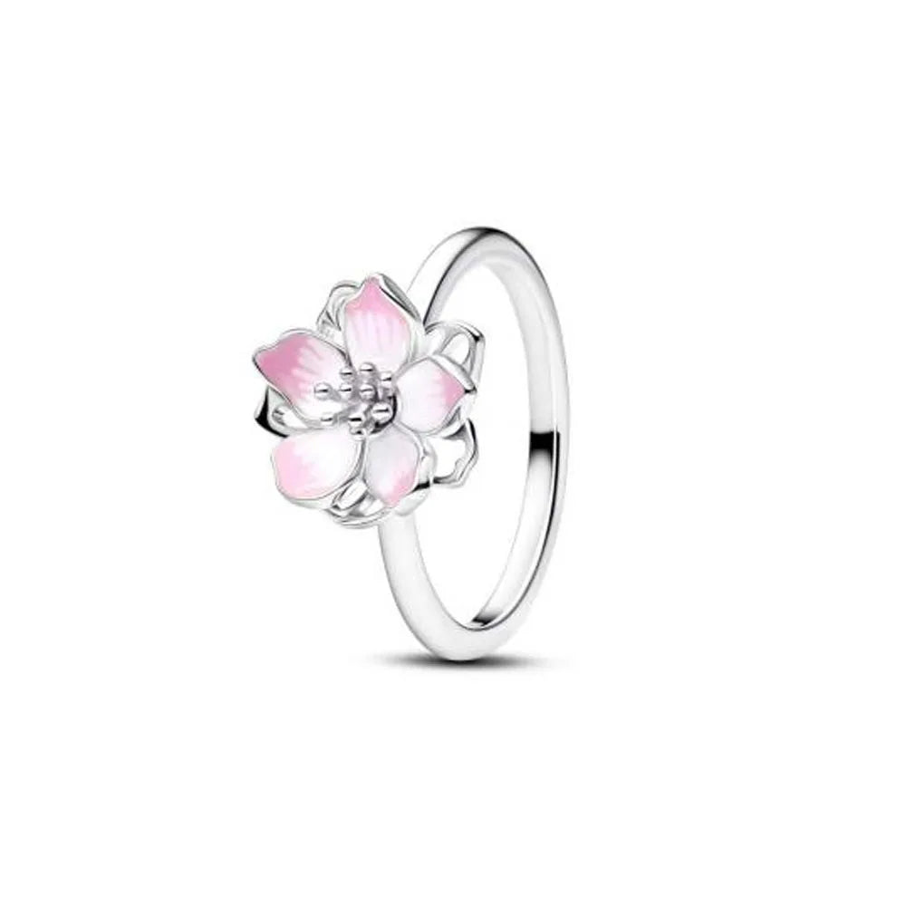Hot Selling 925 Silver,Square,Bow,Flower,Playing Card Ring,Size 6 7 8 9,Suitable for European Women's Charm Luxury Jewelry Gifts