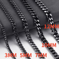 HNSP 3-12MM Stainless Steel Chain Cuban Link Necklace For Men Punk Style Jewelry Accessories Black Chain Yellow Gold Color