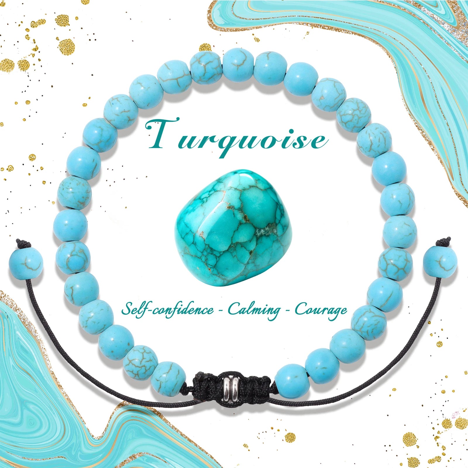 4/6/8mm Natural Black Tourmaline Stone Beads Bracelet Healing Energy Bracelets Adjustable Rope Braided Bracelet with Card Gifts