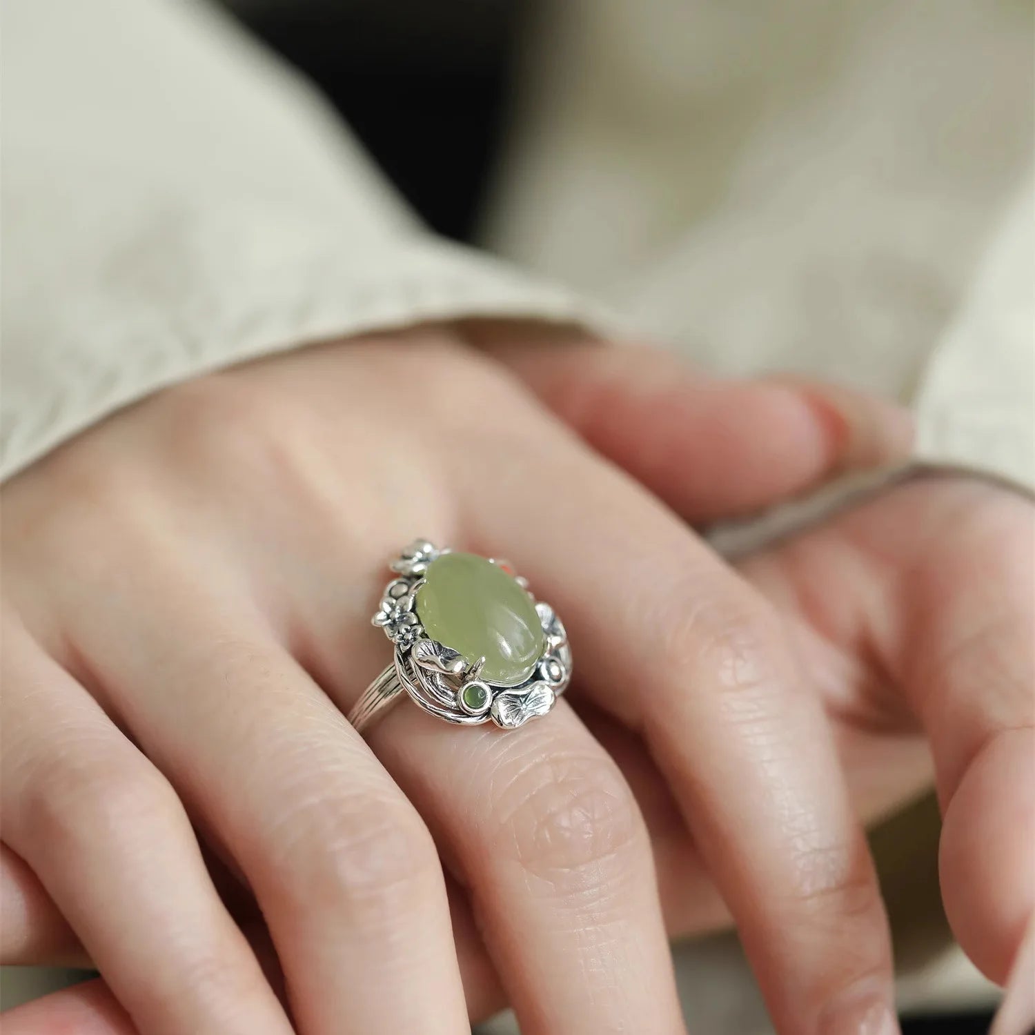 VENTFILLE 925 Sterling Silve Green Crystal Geometry Ring Square Retro Sweet Jewelry Birthday Gift Dropshipping