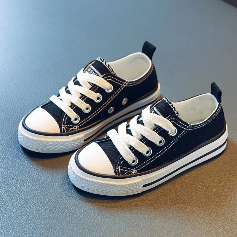 2023 New Children's Canvas Shoes Boy's Girls Small White Magic Stickers Student Baby Board Shoes Summer Rubber Outsole