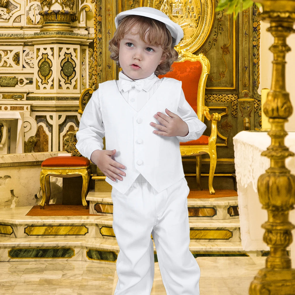 Christening Outfit for a Boy Baptism Formal Suit Toddler Gentleman Party Clothing Set Infant Wedding Birthday Gift Clothes 4PCS