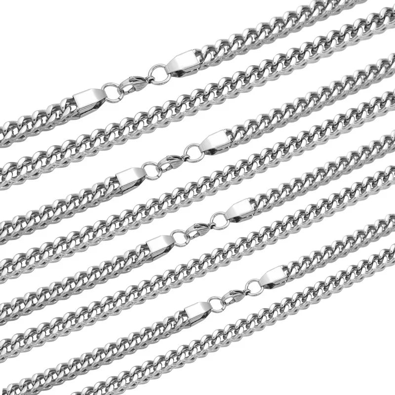 1Pc Size 3mm-5mm Gold/Silver Color 316L Stainless Steel Franco Fox tail Chain Necklace Women Men Jewelry Gift Dropshipping