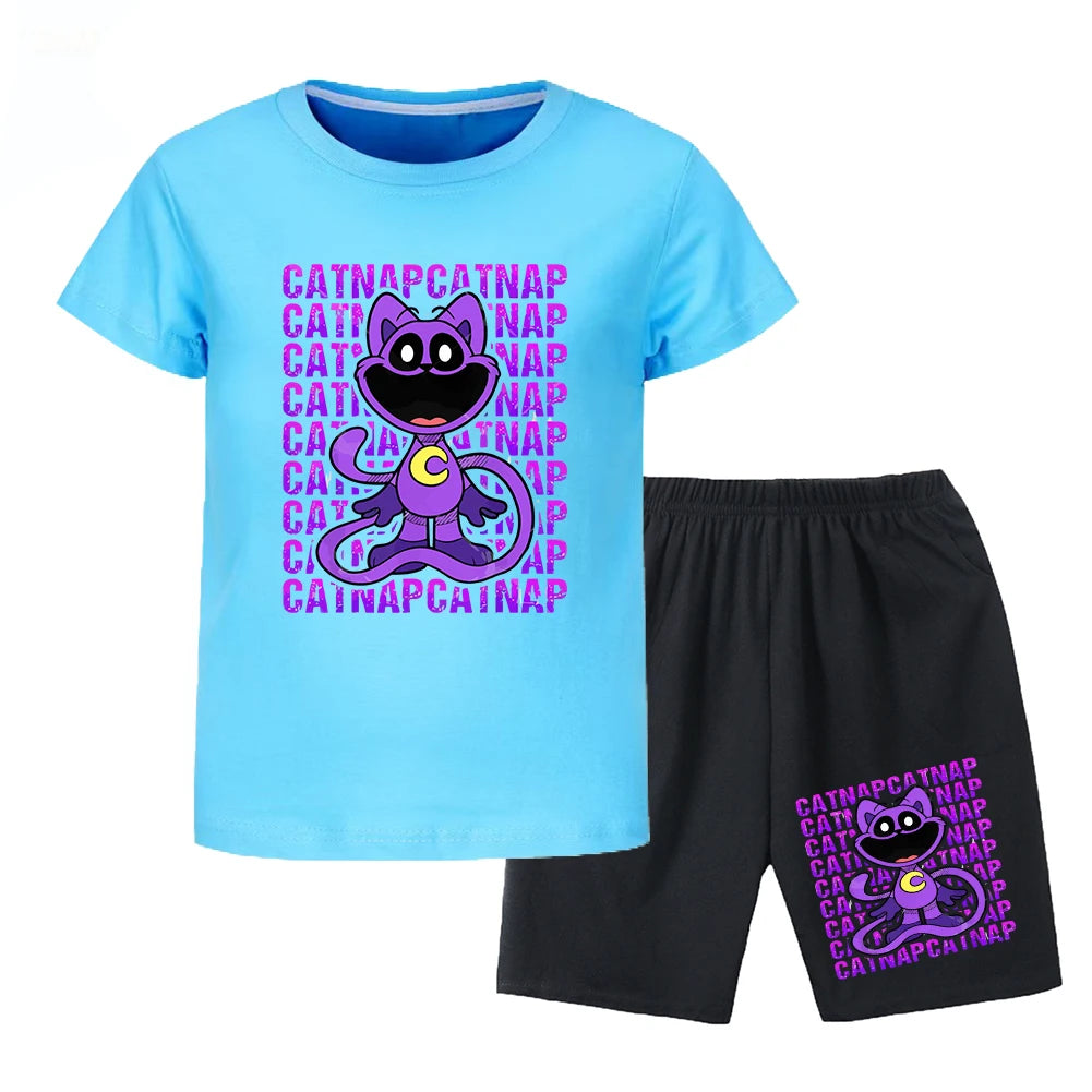 Smilings Critters Cat Outdoor Clothing Children Top Tracksuit for Girls Boutique Clothes for Trips Striped Children's Fashion