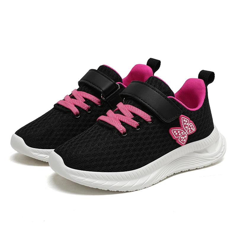 Summer Kids Casual Black Girls Mesh Breathable Shoes Fashion For 7-15y Lightweight Sport Student's Children Sports Walking Shoe