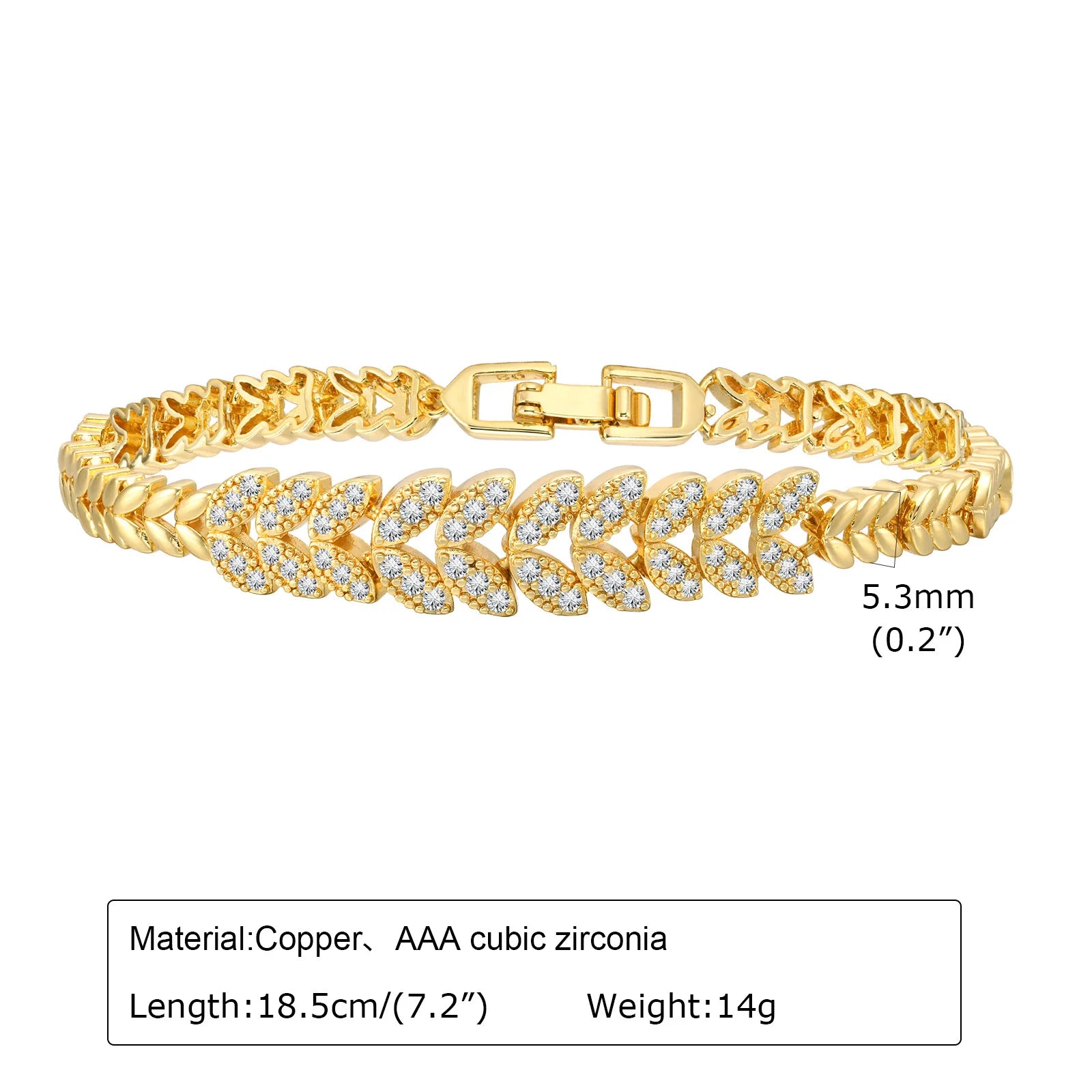Elegant Pave Link Women's Chain Bracelets Cubic Zirconia Inlay Statement Jewelry