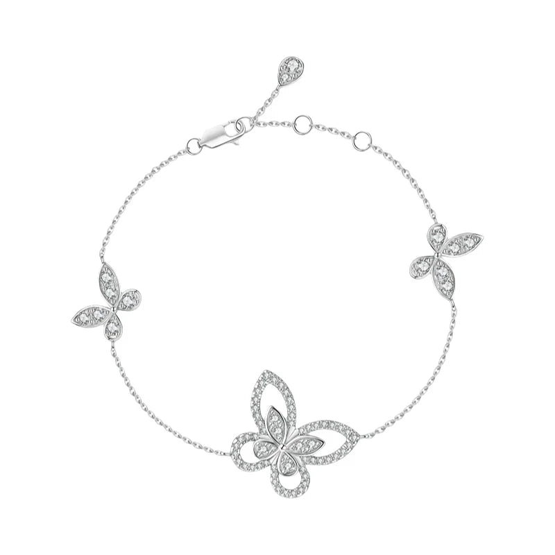 Fashionable Butterfly Combos Necklace Bracelet Earrings Ring Set Rhinestone Designed Illusion Butterfly Jewelry for Women