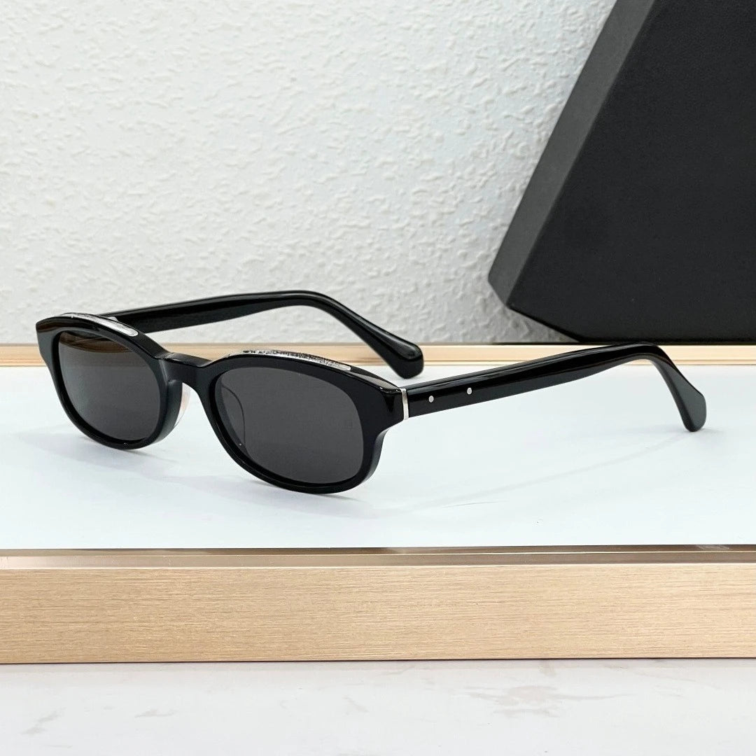 LOWRIDER Oval Sunglasses Thick Acetate Frame UV400 American Vintage Style Fashion Eyewear for Men Women with Case