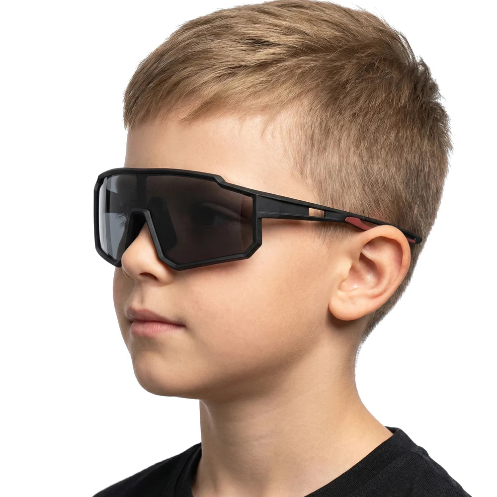 Flexible Ultra-Light Kids Sports Sunglasses TPEE Frame Photochromic UV400 Protection Goggle Cycling Running Outdoor Activities