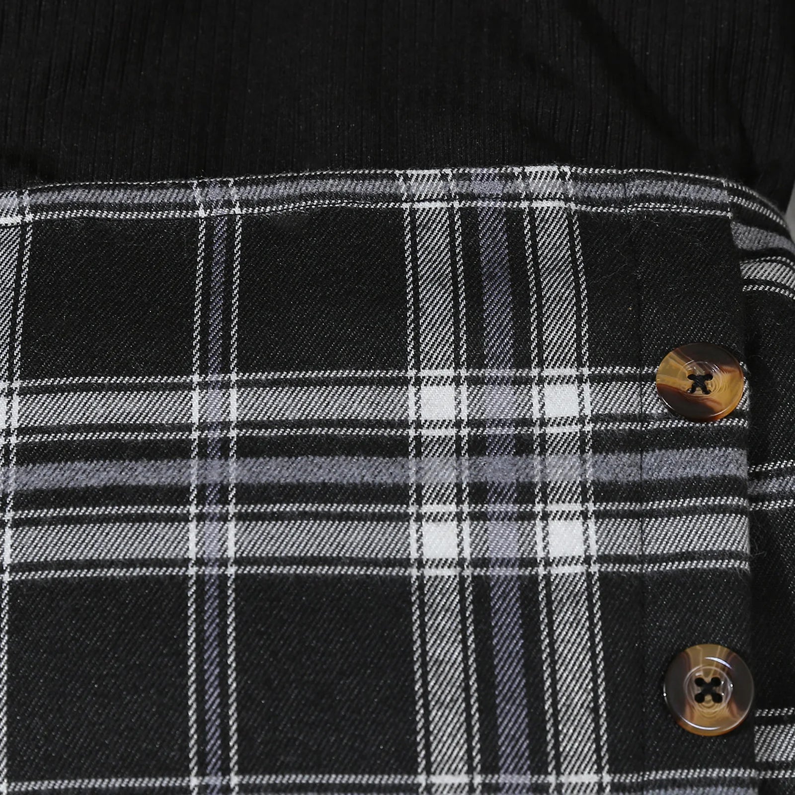 Girls Casual Black Top And Plaid Skirt Two-Piece Set Children's Clothing Outfit for Girls