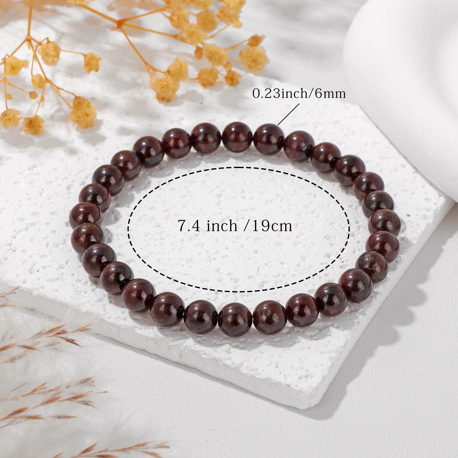 Natural Garnet Stone Bracelet 4 6 8mm Round Beaded Bracelets Healing Reiki Spiritual Gems Bracelet with Card for Women Men