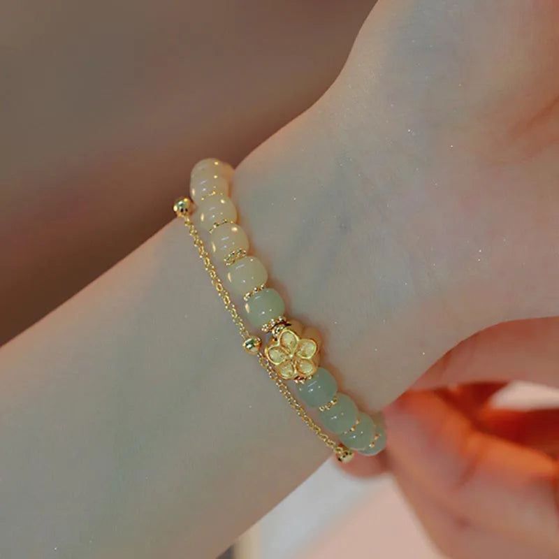Lucky Hetian Jade Antique Bracelet Creative All-Match Auspicious Cute Female Temperamental Fashion Gifts Femme