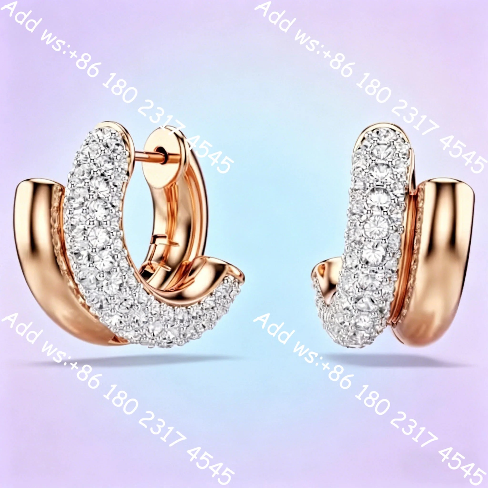 Light luxury Double Circle Zircon Jewelry Set, Necklace Earrings Bracelet Ring Set,Elegant Minimalist