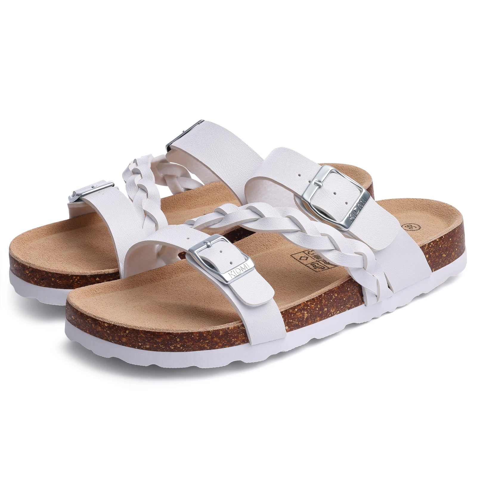 Shevalues Leisure Women's Cork Footbed Sandals With Arch Support Slip-On Brand Lady Sandals With Double Buckle Summer New Sandal