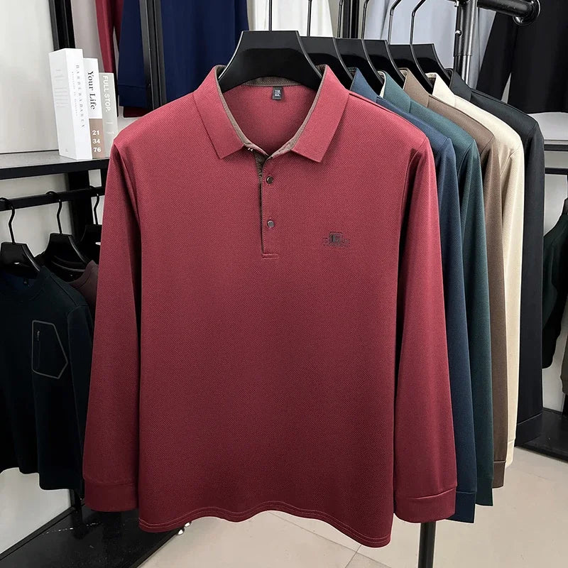 2026 Men's Business Casual Short Sleeved Shirt with Badge Solid Color Polo Shirt Fashionable Comfortable Versatile Top
