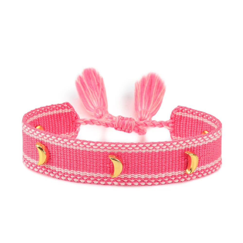 Vintage Friendship Bracelets STARS | MOON Bracelets Adjustable Woven Arm Stacked Jewelry