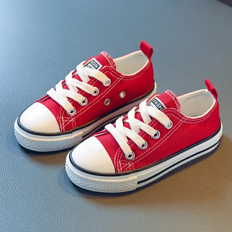 2023 New Children's Canvas Shoes Boy's Girls Small White Magic Stickers Student Baby Board Shoes Summer Rubber Outsole
