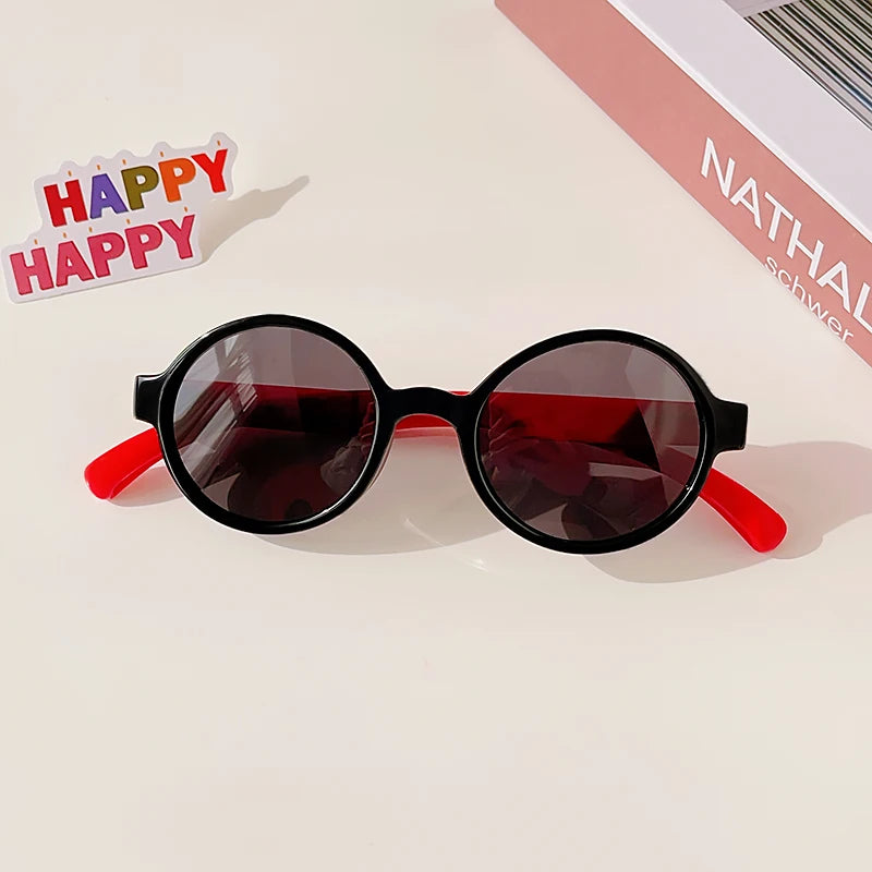 New Children Cute Checker Panel Color Round UV400 Sunglasses Baby Girls Outdoor Sun Protection Sunglasses Kid Sun Glasses
