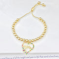New Arrival Gold-Plated Heart-Shaped Zircon Mama Copper Bead Bracelet Classic for Women Holiday Party Jewelry Mother's Day Gift