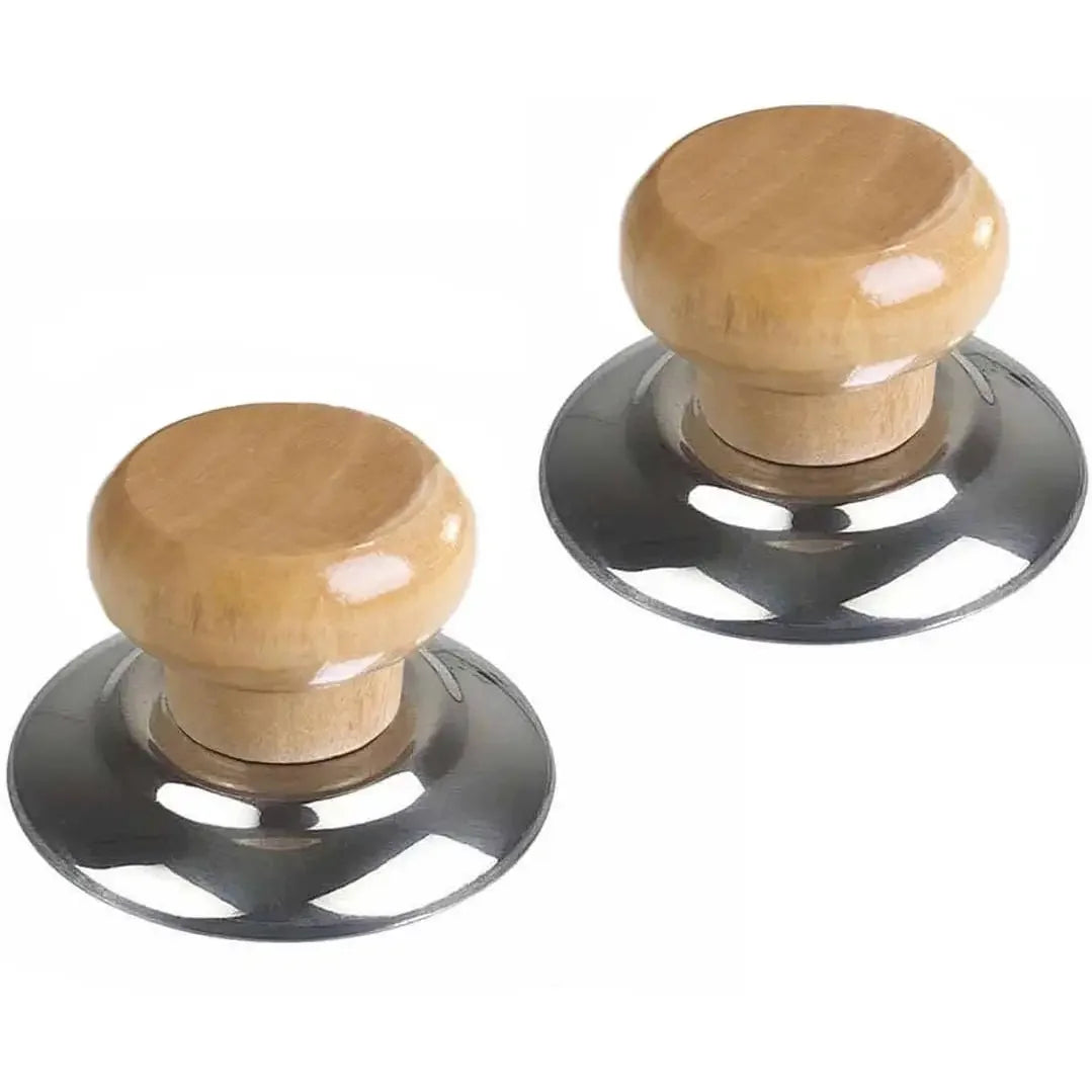 2pcs Wooden Replacement Pot Lid Knobs Pot Lid Handles Universal Heat Resistant Handle for Saucepan Frying Pan Glass Cookware