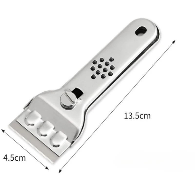Stainless Steel Window Glass Scraper Tool with Replaceable Blades for Ceramic Hob Wall Floor Cleaning Kitchen Household Use