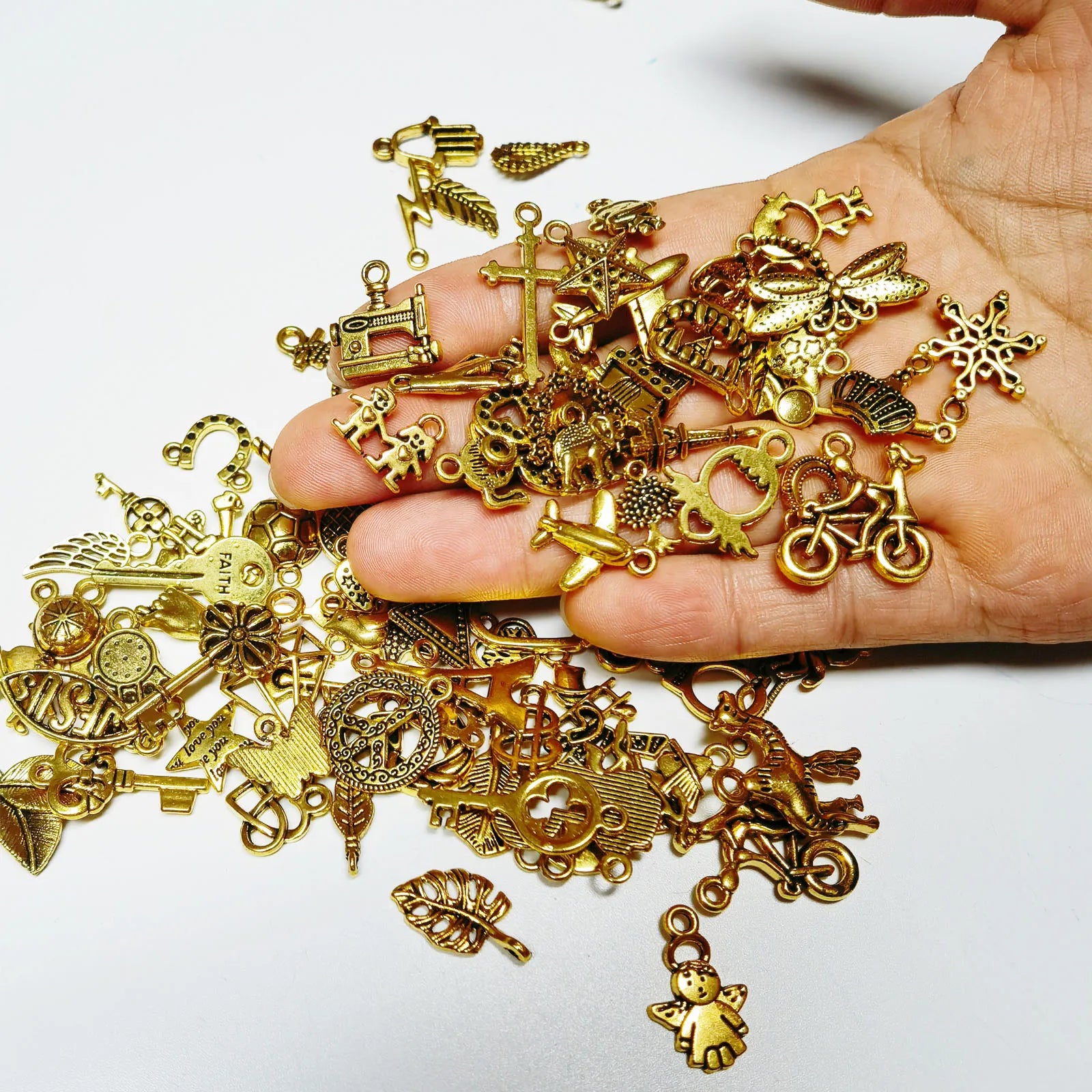 CHuangQi Bulk Lots Jewelry Making Charms Mixed Smooth Metal Charms Pendants Bracelet Necklace Making DIY Project Accessories