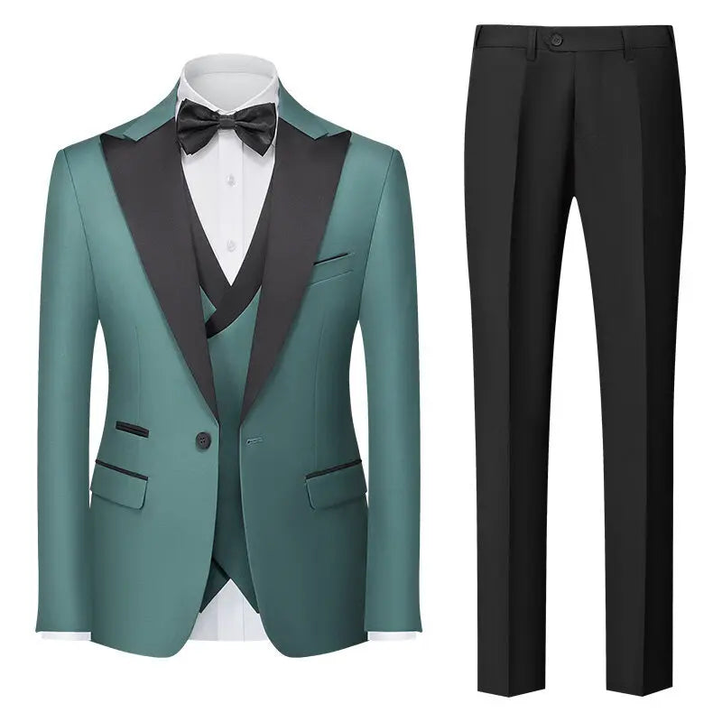 Casual Slim Fit Wedding Groomsmen Business Suit Three Piece Set Cotton Blend Polyester Fiber Single Button Summer Fashion