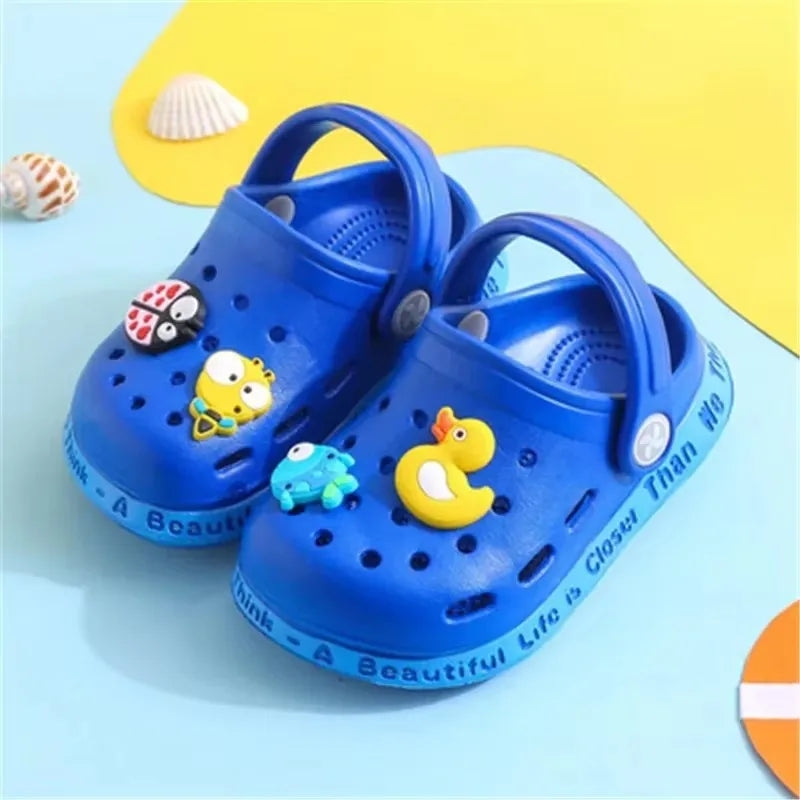 Kids Summer Cartoon Cave Hole Sandals Cute EVA Beach Sandals Non-Slip Soft Soled Quick Drying Boy Girl Shoe