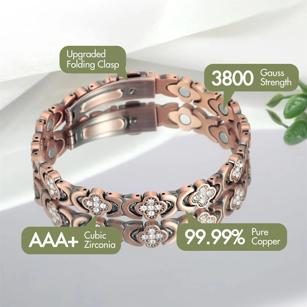 ARADOO Pure Copper Bracelets for Women Luck&Love Infinite Clover Design Ultra Strength Magnetic Therapy Bracelet Jewelry Gifts