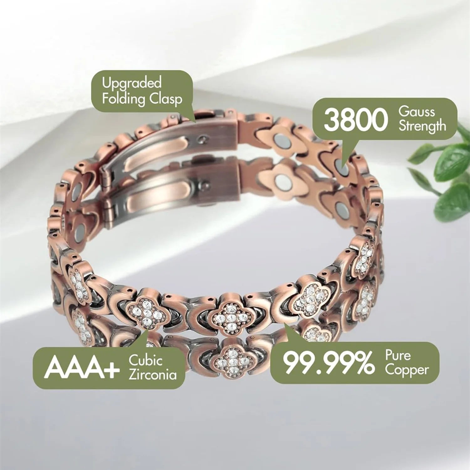 ARADOO Pure Copper Bracelets for Women Luck&Love Infinite Clover Design Ultra Strength Magnetic Therapy Bracelet Jewelry Gifts
