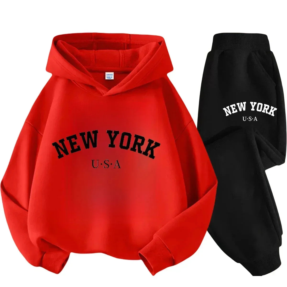 Kids Fashion Simple USA New York Alphabet Print Casual Suit Boys Outdoor Sports Suit Girls Fall and Winter Comfortable Warm Suit