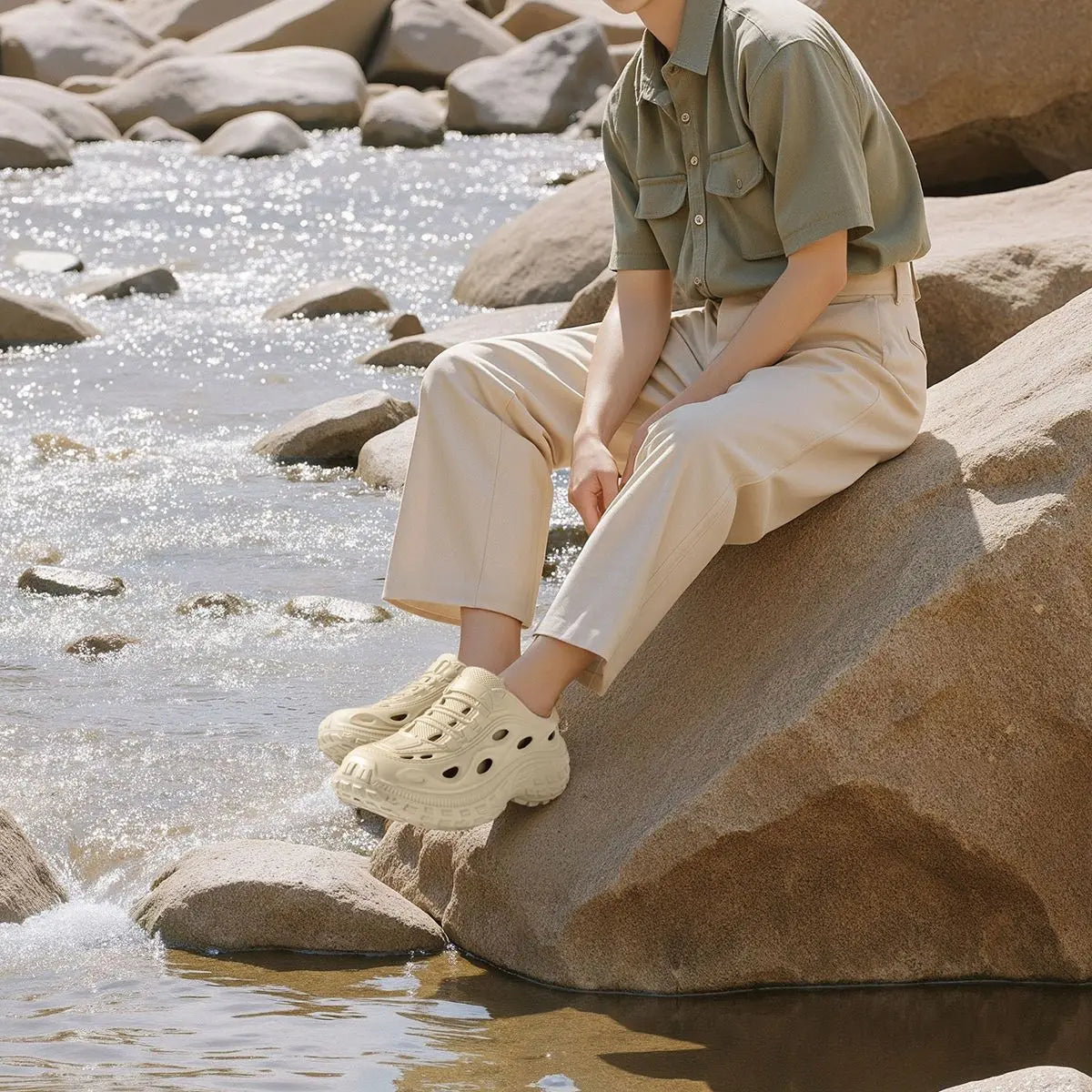 Men's Summer Clogs for Outdoor Wear, Beach Shoes, Non-Slip, Odor-Resistant, Closed-Toe, Women's Sports Casual Driving Sandals