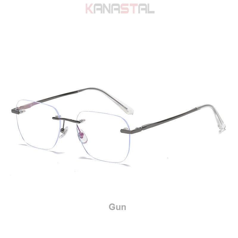 Men Pure Titanium Rimless Eyeglasses Frame Women Blue Light Blocking Lens Frameless Glasses Prescription Myopia Reading Eyewear