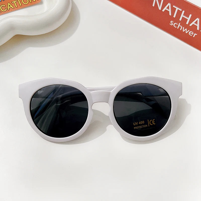 New Children Cute Checker Panel Color Round UV400 Sunglasses Baby Girls Outdoor Sun Protection Sunglasses Kid Sun Glasses