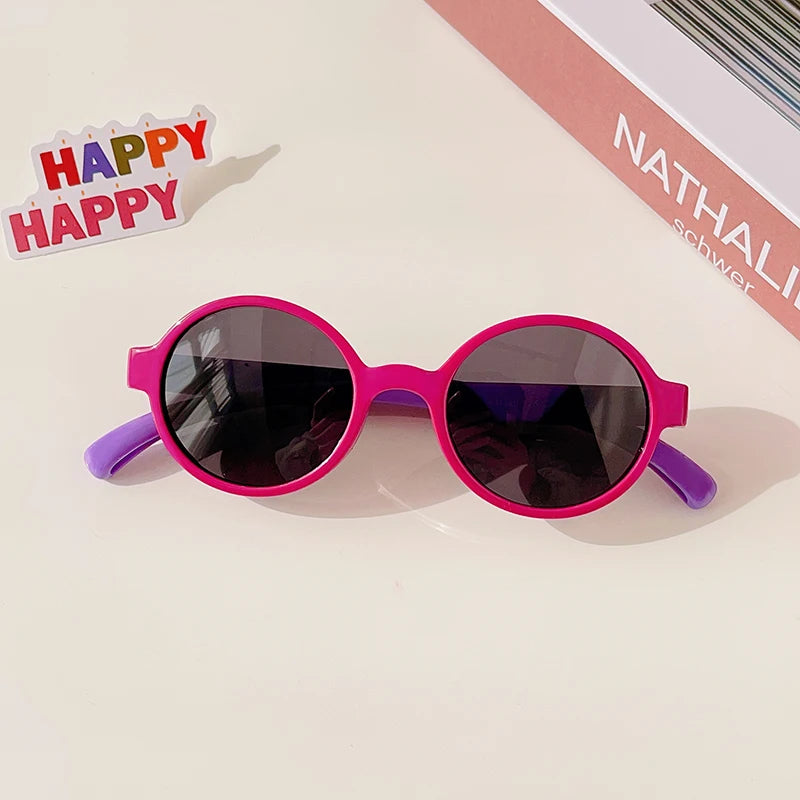 New Children Cute Checker Panel Color Round UV400 Sunglasses Baby Girls Outdoor Sun Protection Sunglasses Kid Sun Glasses