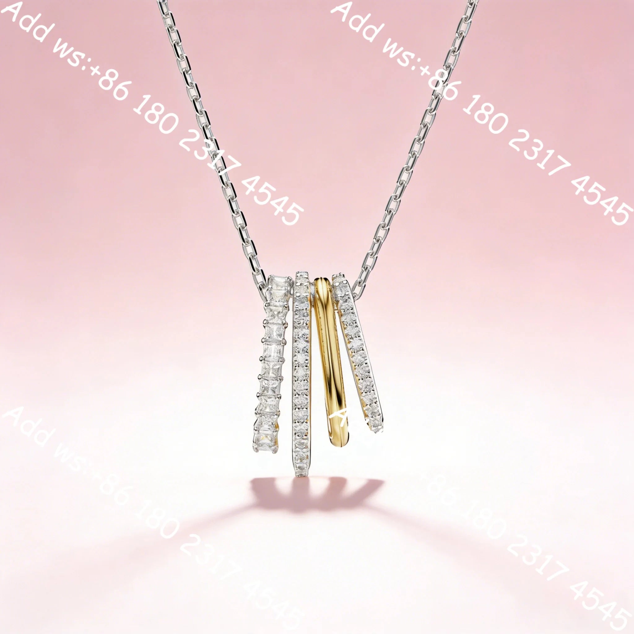 Luxury Intertwined Line Cubic Zirconia Bicolor Jewelry,Necklace Earrings Bracelet Ring Set,Exquisite Elegant