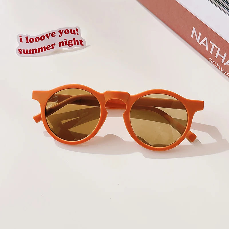 New Children Cute Checker Panel Color Round UV400 Sunglasses Baby Girls Outdoor Sun Protection Sunglasses Kid Sun Glasses