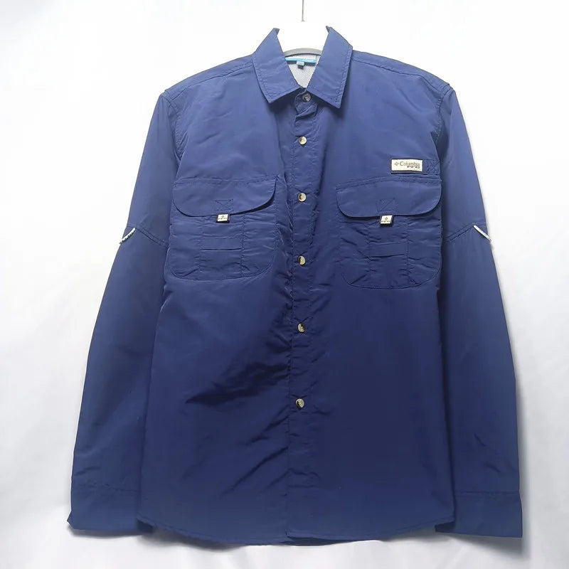 Middle aged and young men business casual Summer sun protection Shirt men Men's collar workwear shirt, workwear, pocket casual