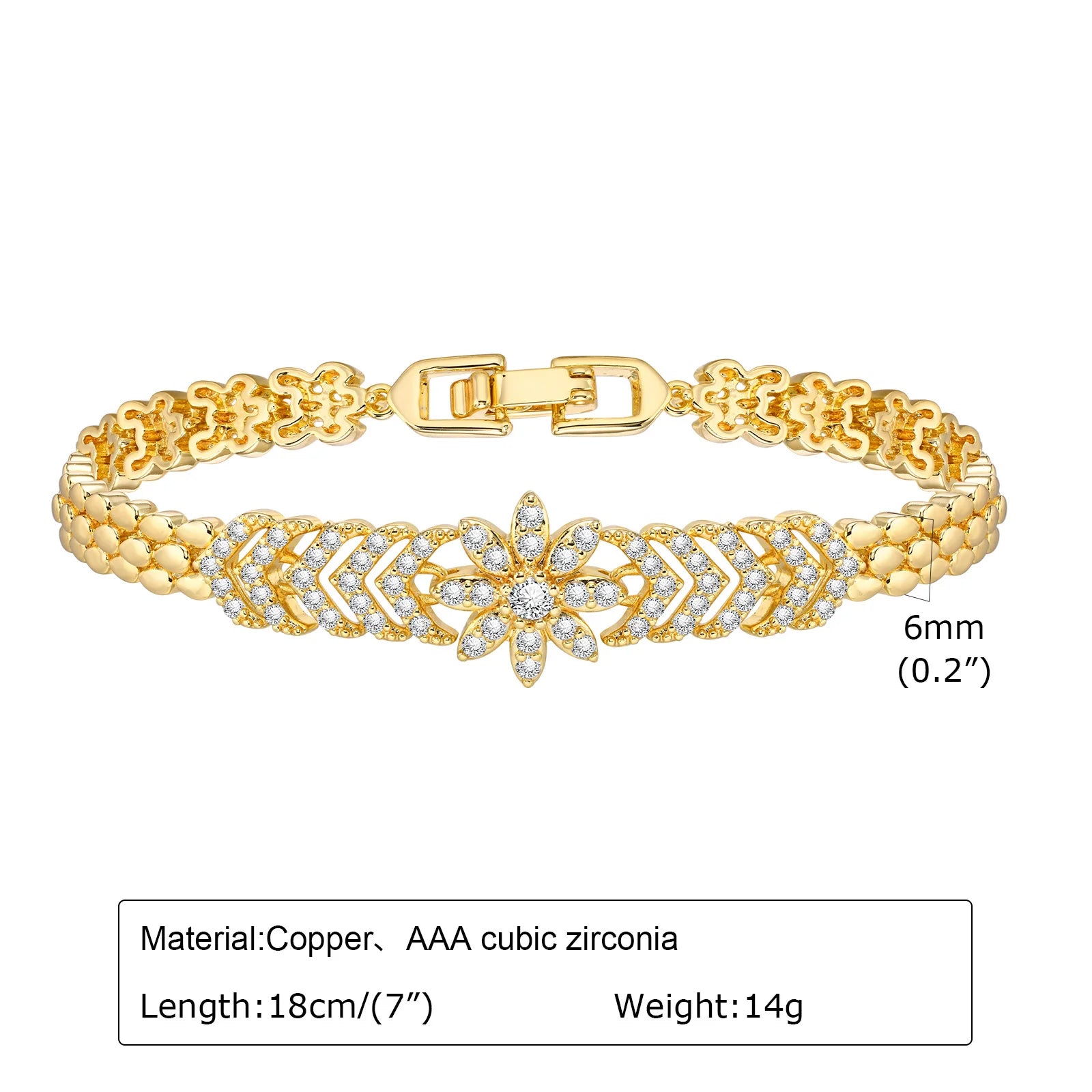 Elegant Pave Link Women's Chain Bracelets Cubic Zirconia Inlay Statement Jewelry