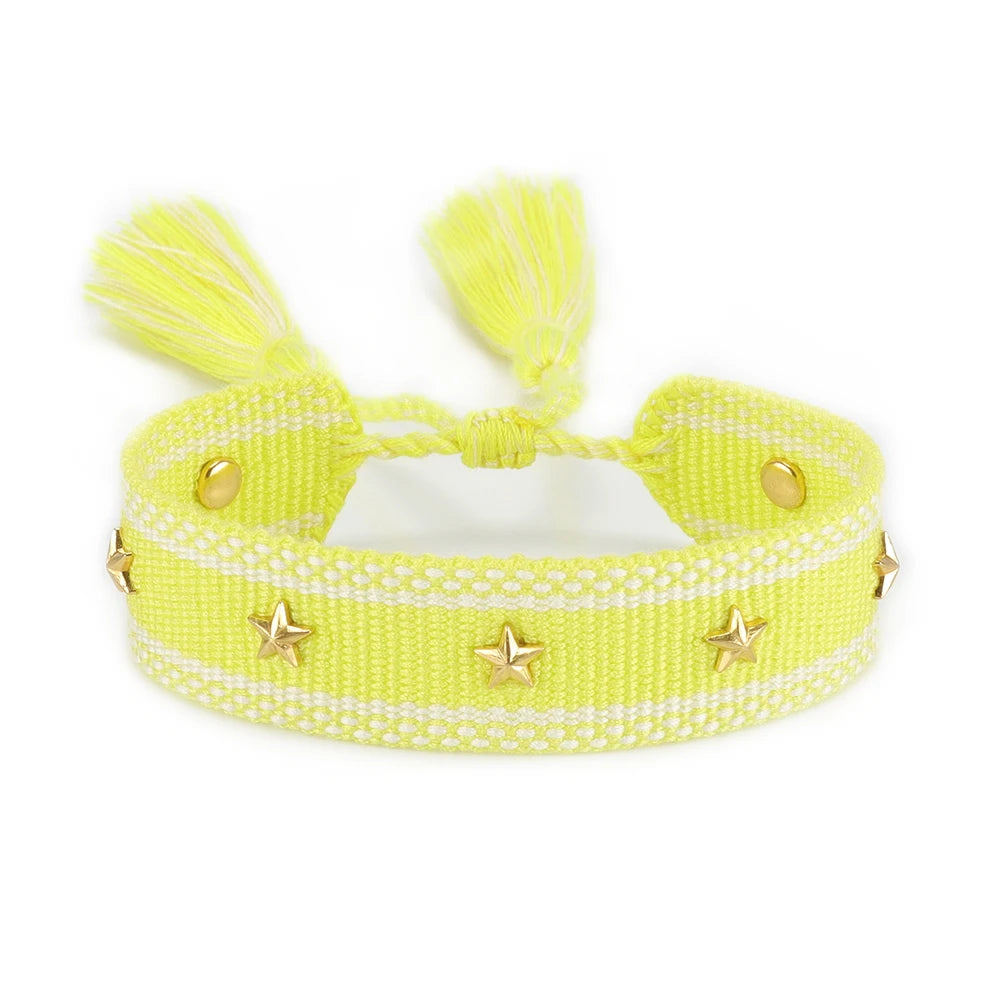 Vintage Friendship Bracelets STARS | MOON Bracelets Adjustable Woven Arm Stacked Jewelry